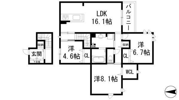 D-room中州の物件間取画像